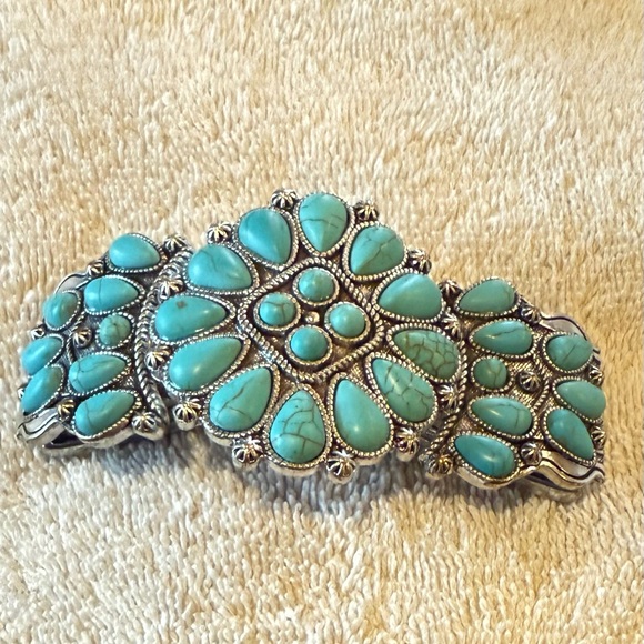 Jewelry - Turquoise and Silver Floral Bracelet